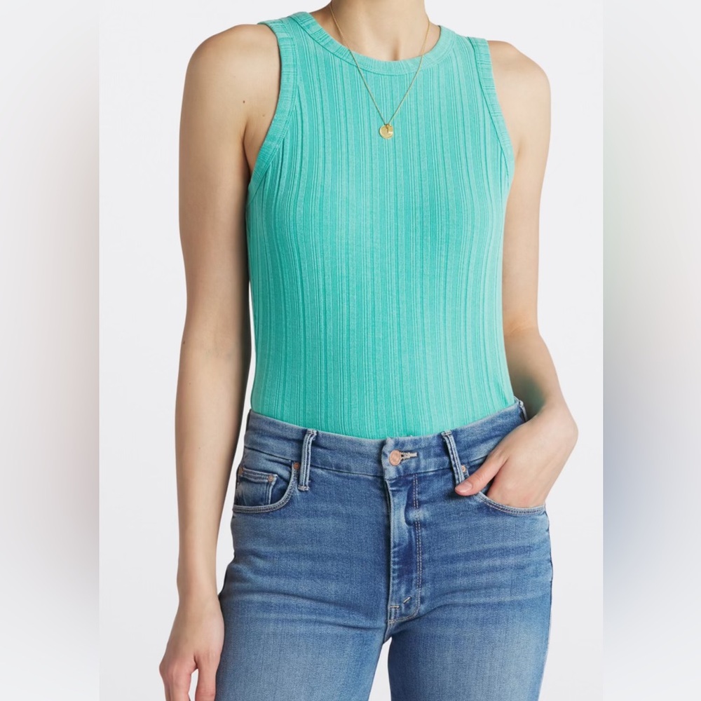 EUC Pink Clover Teal Sleeveless Blouse Small
